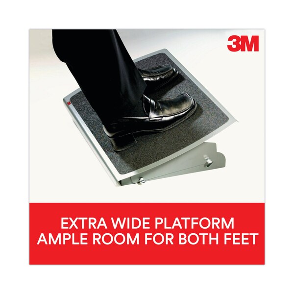 3M Adjustable Steel Footrest, Nonslip Surface, 22w x 14d x 4-3/4h, Black/Charcoal - FR530CB