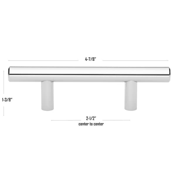 Gliderite Hardware 2-1/2 in. Center to Center Polished Chrome Solid Steel Bar Pull - 5007-64-PC, 5PK - 5007-64-PC-5