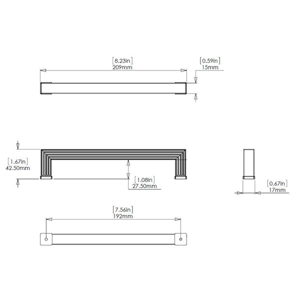 Richelieu 7-9/16 in. (192 mm) Center-to-Center Chrome Transitional Drawer Pull - BP8788192140