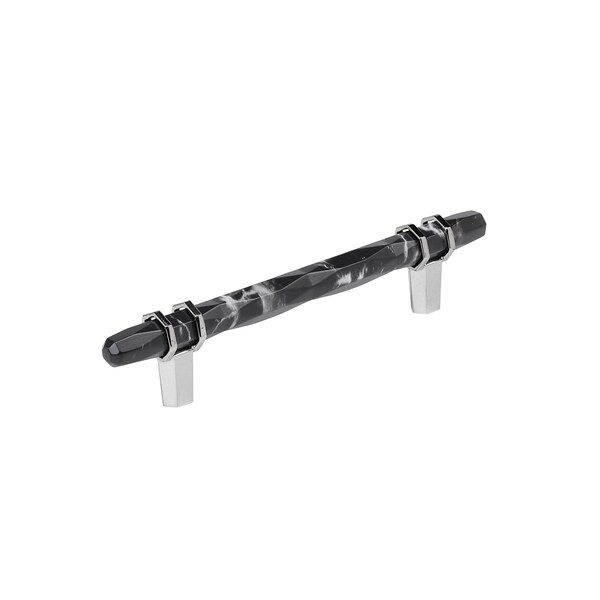 Amerock Carrione 5-1/16 inch 128mm Center-to-Center Marble Black/Polished Chrome Cabinet Pull - BP36649MBK26