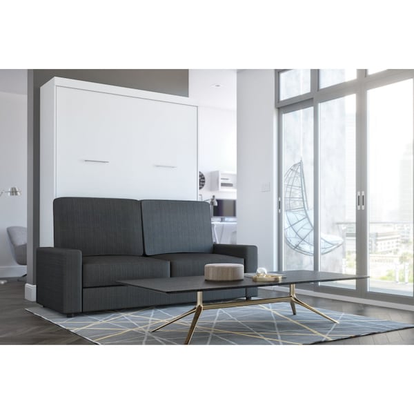 Bestar Nebula 78W Queen Murphy Bed and a Sofa, White - 25721-000017