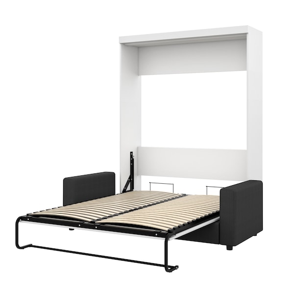 Bestar Nebula 78W Queen Murphy Bed and a Sofa, White - 25721-000017