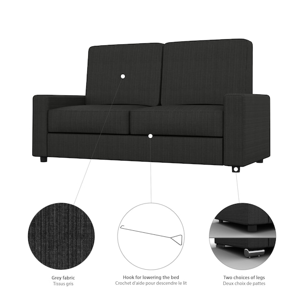 Bestar Nebula 78W Queen Murphy Bed and a Sofa, White - 25721-000017