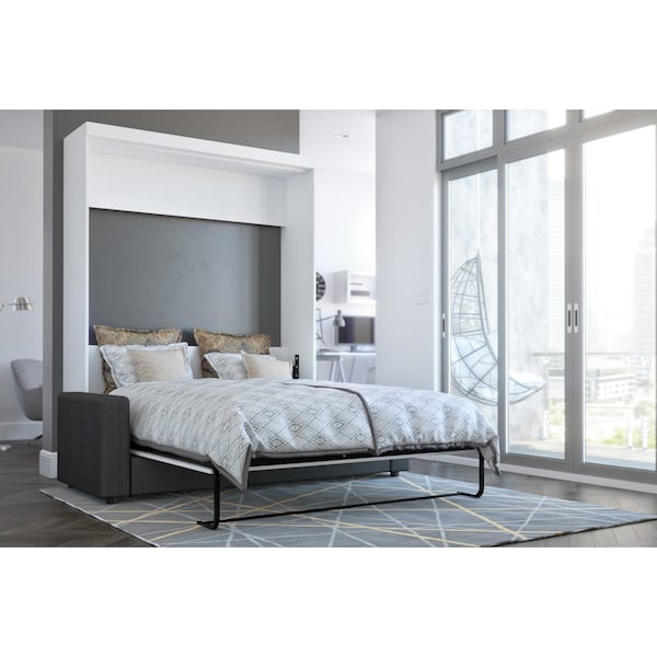 Bestar Nebula 78W Queen Murphy Bed and a Sofa, White - 25721-000017