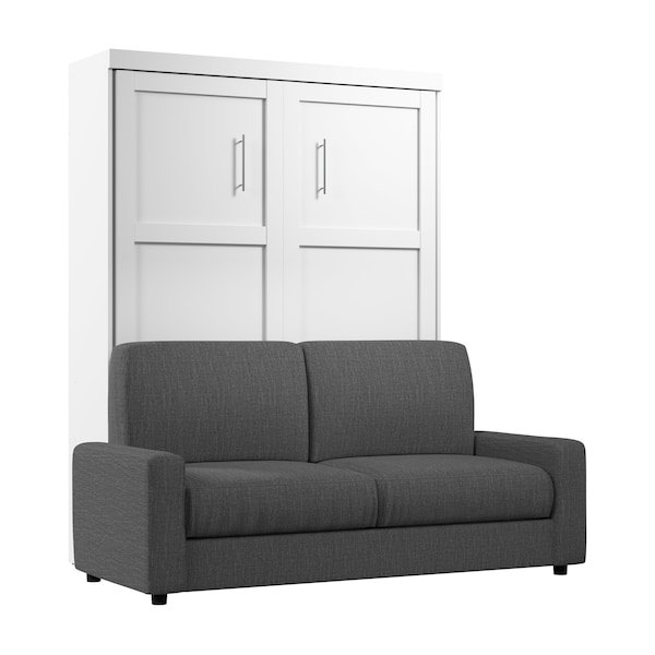 Bestar Pur 78W Queen Murphy Bed and a Sofa, White - 26721-000017