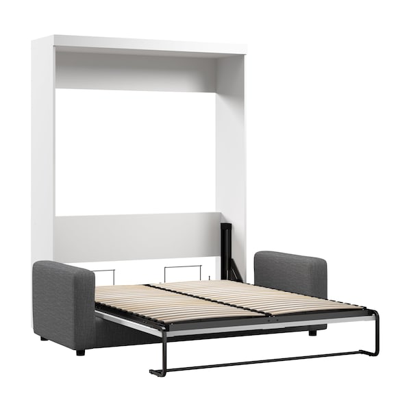 Bestar Pur 78W Queen Murphy Bed and a Sofa, White - 26721-000017