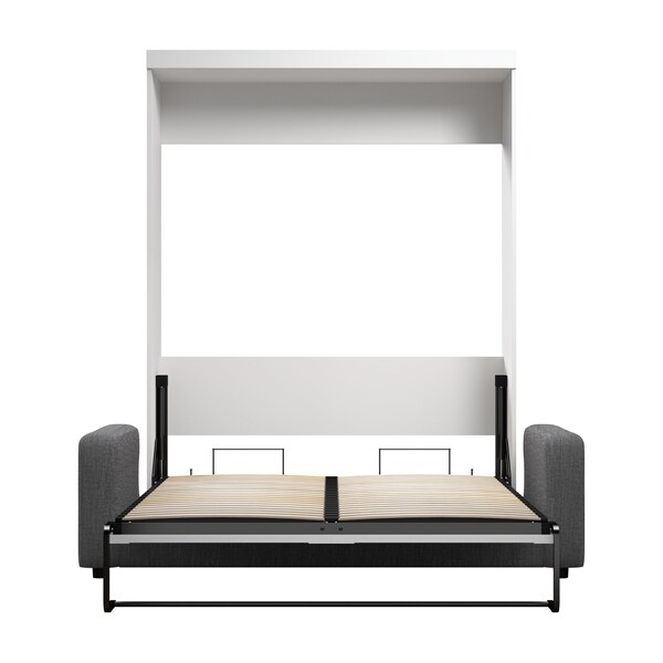 Bestar Pur 78W Queen Murphy Bed and a Sofa, White - 26721-000017