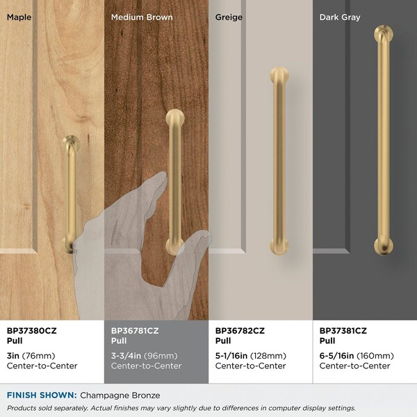 Amerock Factor 3-3/4 in 96 mm Center-to-Center Champagne Bronze Cabinet Pull - BP36781CZ
