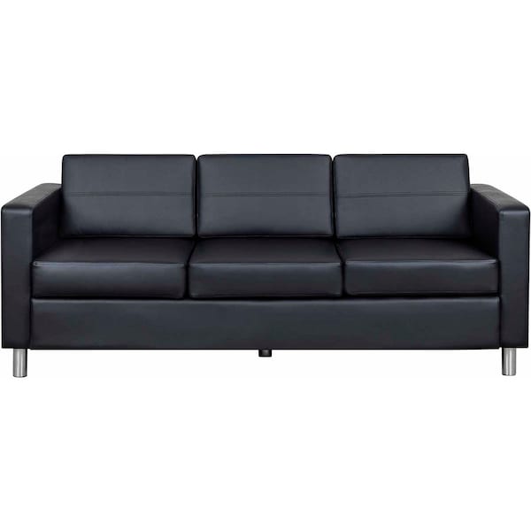 Interion By Global Industrial Interion Antimicrobial Upholstered Leather Sofa, Black - 695737-AM
