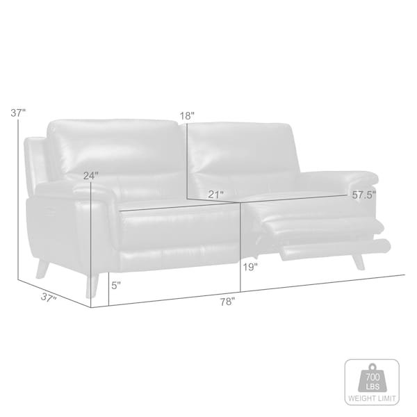 Armen Living Lizette Contemporary Sofa in Dark Brown Wood Finish and Dove Gray Genuine Leather - LCLZ3DV
