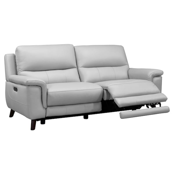 Armen Living Lizette Contemporary Sofa in Dark Brown Wood Finish and Dove Gray Genuine Leather - LCLZ3DV