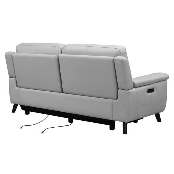 Armen Living Lizette Contemporary Sofa in Dark Brown Wood Finish and Dove Gray Genuine Leather - LCLZ3DV
