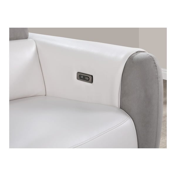 Global Furniture Usa U8520 BLANCHE WHITE/GREY F06 POWER CONSOLE RECLINING LOVESEAT - 5748
