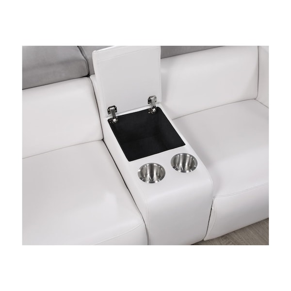 Global Furniture Usa U8520 BLANCHE WHITE/GREY F06 POWER CONSOLE RECLINING LOVESEAT - 5748