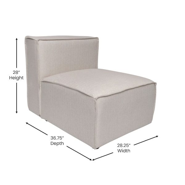 Flash Furniture Bridgetown Luxury Modular Sectional Sofa, Armless Center Seat, Cream - IS-IT2231-MC-CRM-GG