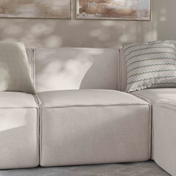 Flash Furniture Bridgetown Luxury Modular Sectional Sofa, Armless Center Seat, Cream - IS-IT2231-MC-CRM-GG