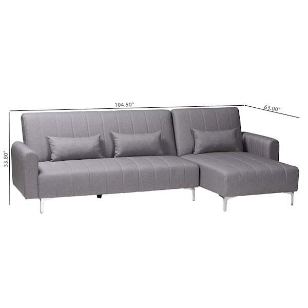 Baxton Studio Lanoma Contemporary Slate Grey Fabric Upholstered Convertible Sofa Bed - 245-13753-ZORO