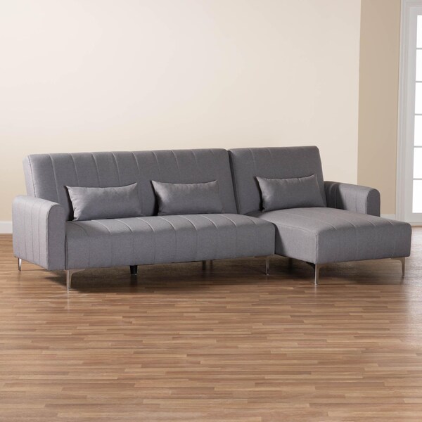 Baxton Studio Lanoma Contemporary Slate Grey Fabric Upholstered Convertible Sofa Bed - 245-13753-ZORO