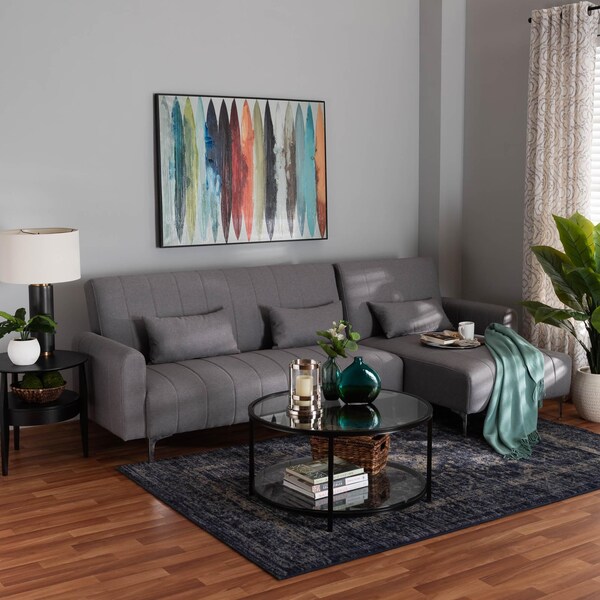 Baxton Studio Lanoma Contemporary Slate Grey Fabric Upholstered Convertible Sofa Bed - 245-13753-ZORO