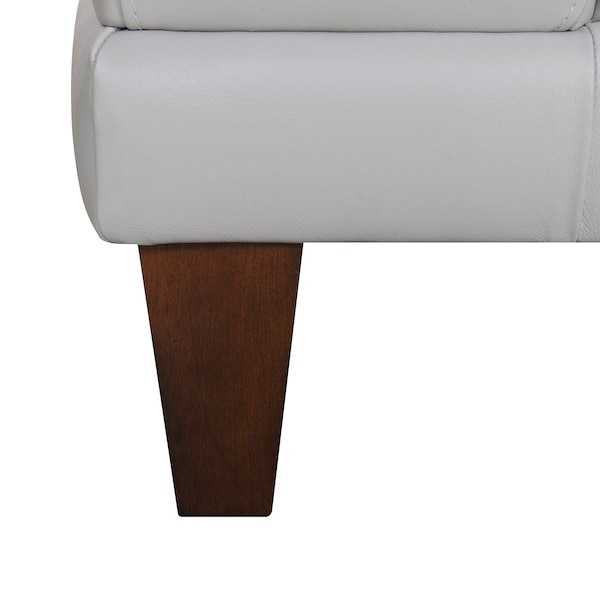 Armen Living Wynne Contemporary Sofa in Genuine Dove Gray Leather with Brown Wood Legs - LCWY3DV