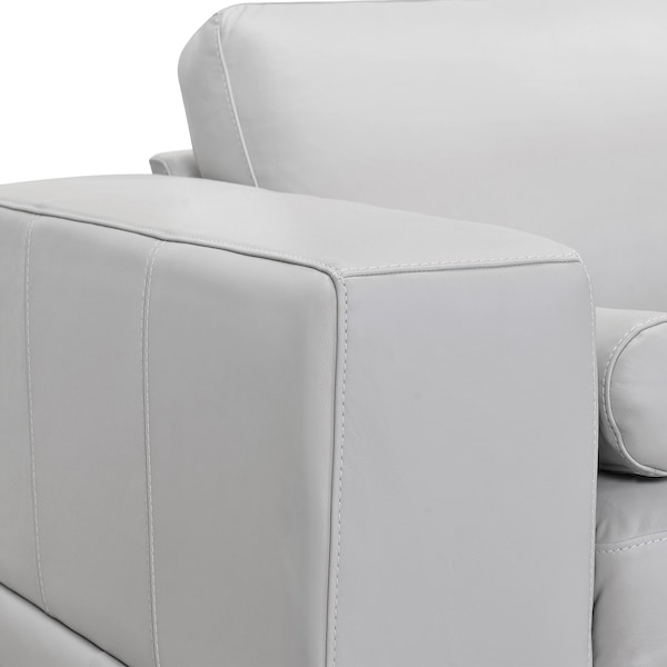 Armen Living Wynne Contemporary Sofa in Genuine Dove Gray Leather with Brown Wood Legs - LCWY3DV