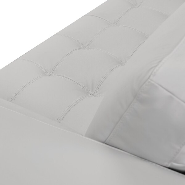 Armen Living Wynne Contemporary Sofa in Genuine Dove Gray Leather with Brown Wood Legs - LCWY3DV
