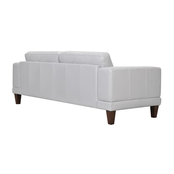 Armen Living Wynne Contemporary Sofa in Genuine Dove Gray Leather with Brown Wood Legs - LCWY3DV
