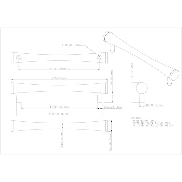 Elements By Hardware Resources 128 mm Center-to-Center Satin Bronze Sedona Cabinet Pull - 600SBZ