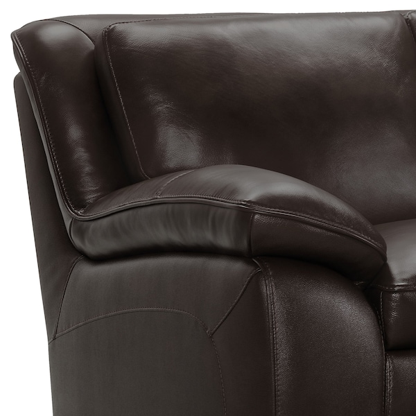 Armen Living Zanna Contemporary Sofa in Genuine Dark Brown Leather with Brown Wood Legs - LCZA3BR