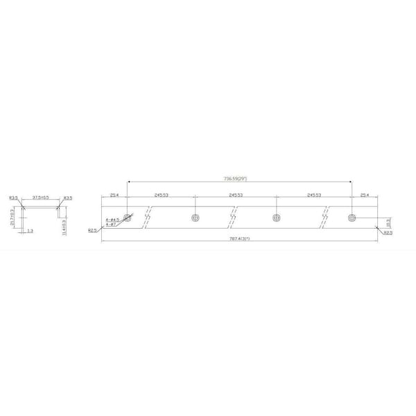 Richelieu 29 in (737 mm) Center-to-Center Stainless Steel Contemporary Edge Cabinet Pull - BP57631170A