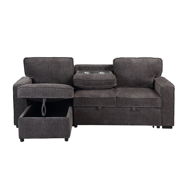 Global Furniture Usa Transitional Fabric U0203 Dark Grey Pull Out Sofa Bed - 5043