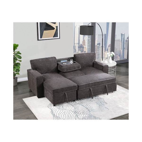 Global Furniture Usa Transitional Fabric U0203 Dark Grey Pull Out Sofa Bed - 5043