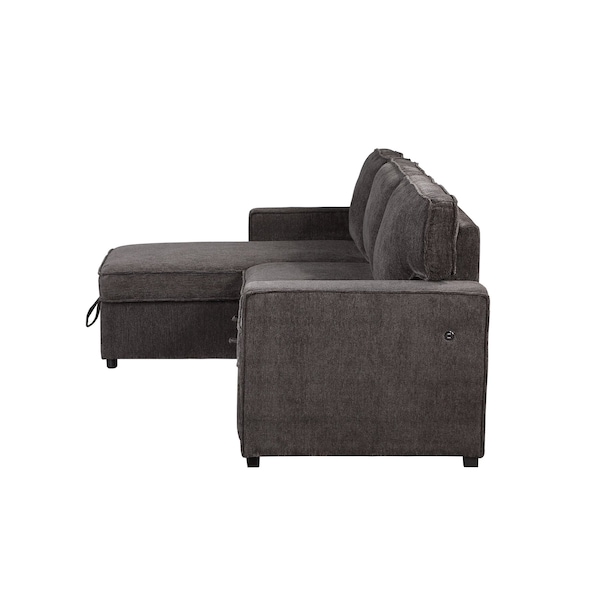 Global Furniture Usa Transitional Fabric U0203 Dark Grey Pull Out Sofa Bed - 5043