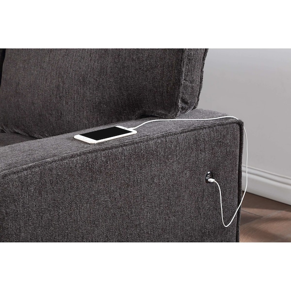 Global Furniture Usa Transitional Fabric U0203 Dark Grey Pull Out Sofa Bed - 5043