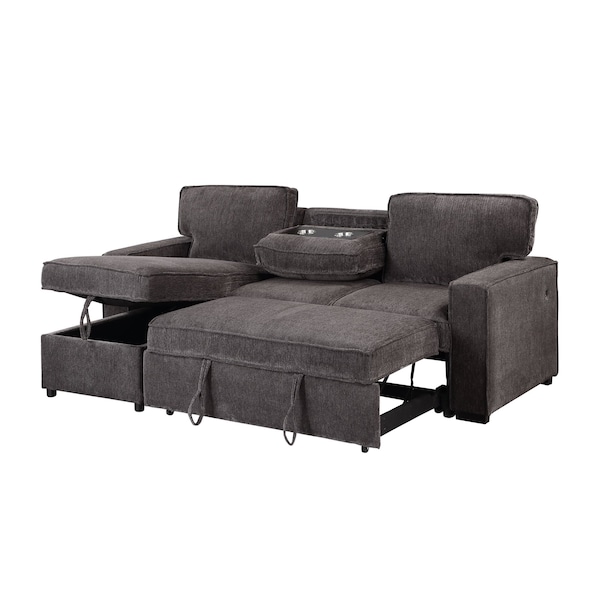 Global Furniture Usa Transitional Fabric U0203 Dark Grey Pull Out Sofa Bed - 5043