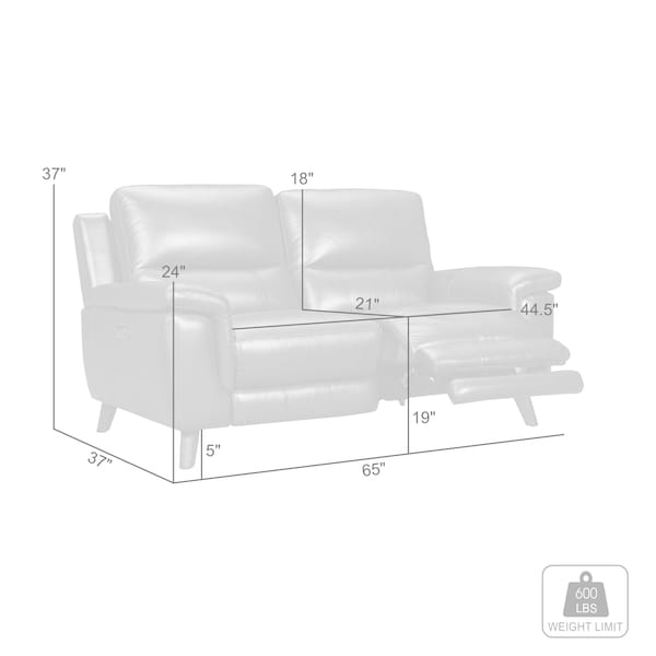 Armen Living Lizette Contemporary Loveseat in Dark Brown Wood Finish and Dove Gray Genuine Leather - LCLZ2DV