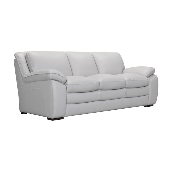 Armen Living Zanna Contemporary Sofa in Genuine Dove Gray Leather with Brown Wood Legs - LCZA3DV