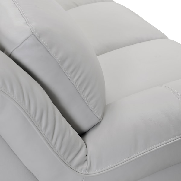 Armen Living Zanna Contemporary Sofa in Genuine Dove Gray Leather with Brown Wood Legs - LCZA3DV