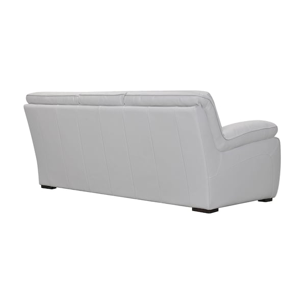 Armen Living Zanna Contemporary Sofa in Genuine Dove Gray Leather with Brown Wood Legs - LCZA3DV