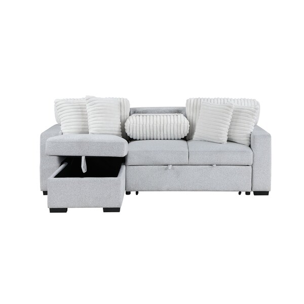 Global Furniture Usa Transitional Fabric U0204 Light Grey /White Pull Out Sofa Bed - 5038