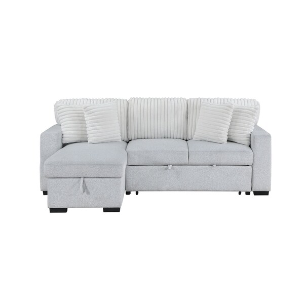 Global Furniture Usa Transitional Fabric U0204 Light Grey /White Pull Out Sofa Bed - 5038