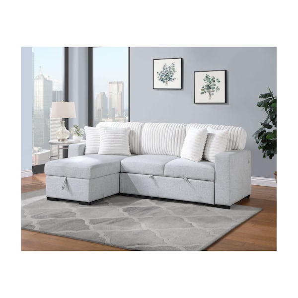 Global Furniture Usa Transitional Fabric U0204 Light Grey /White Pull Out Sofa Bed - 5038