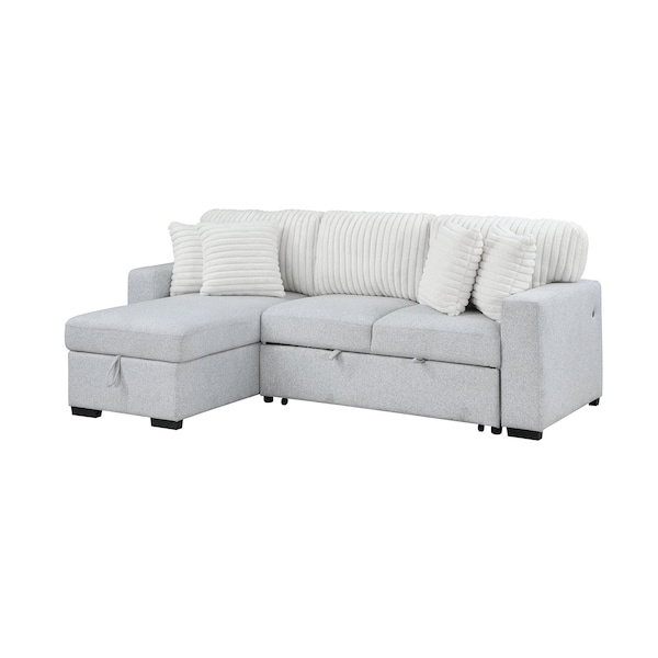 Global Furniture Usa Transitional Fabric U0204 Light Grey /White Pull Out Sofa Bed - 5038