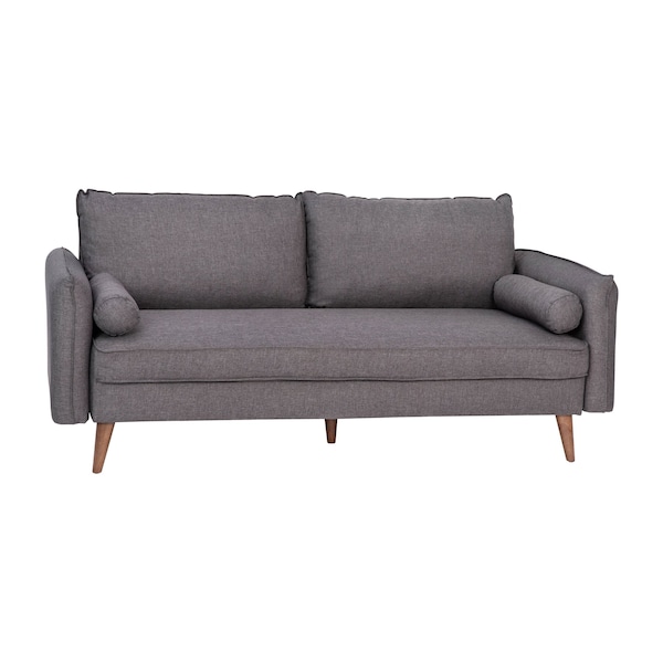 Flash Furniture Stone Gray Faux Linen Sofa with Wooden Legs - IS-VS100-GY-GG
