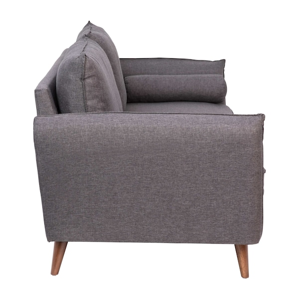 Flash Furniture Stone Gray Faux Linen Sofa with Wooden Legs - IS-VS100-GY-GG