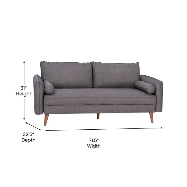 Flash Furniture Stone Gray Faux Linen Sofa with Wooden Legs - IS-VS100-GY-GG