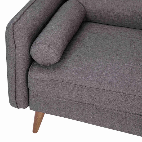 Flash Furniture Stone Gray Faux Linen Sofa with Wooden Legs - IS-VS100-GY-GG