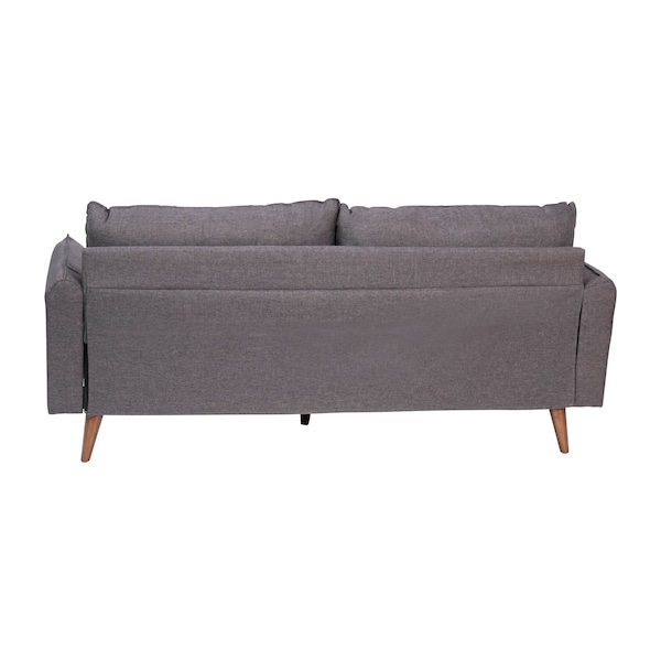 Flash Furniture Stone Gray Faux Linen Sofa with Wooden Legs - IS-VS100-GY-GG
