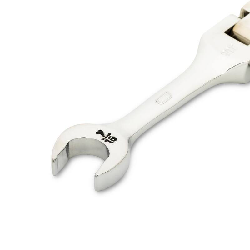 GEARWRENCH 7/16 in. 90-Tooth 12 Point Stubby Flex Combination Ratcheting Wrench - 86872