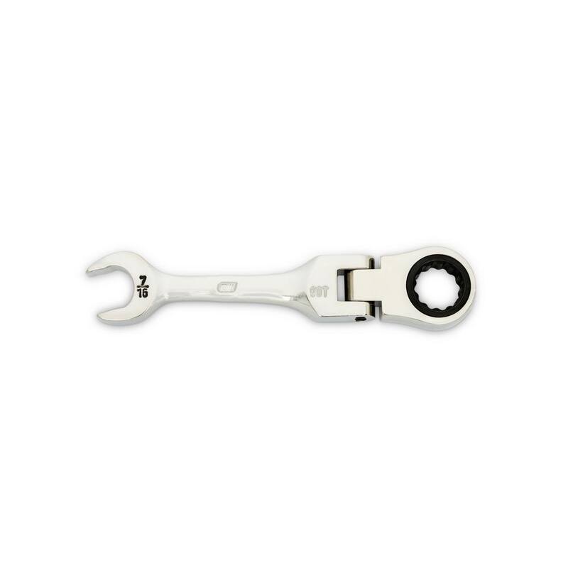 GEARWRENCH 7/16 in. 90-Tooth 12 Point Stubby Flex Combination Ratcheting Wrench - 86872